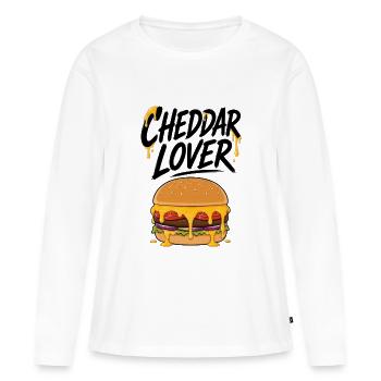 Amoureux du Cheddar Burger Illustration - T-shirt manches longues Premium bio Femme - blanc - Devant - Julia (174cm)