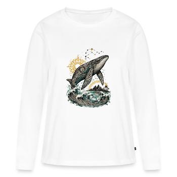 Mana-Wal – Geist des Pazifiks - Frauen Premium Bio Langarmshirt - Weiß - Vorne - Julia (174cm)