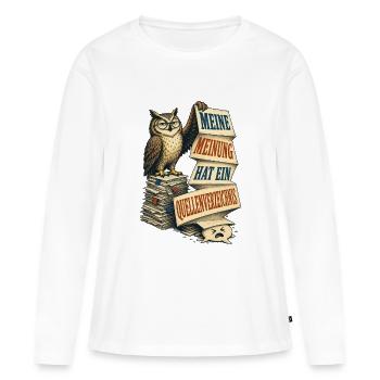Meinung Mit Quellenverzeichnis – Eule - Frauen Premium Bio Langarmshirt - Weiß - Vorne - Julia (174cm)