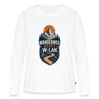 Wanderweg Statt WLAN – Berge Camping & Outdoor - Frauen Premium Bio Langarmshirt - Weiß - Vorne - Julia (174cm)