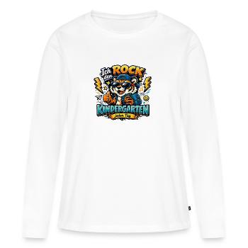 Ich rock den Kindergarten jeden Tag - Frauen Premium Bio Langarmshirt - Weiß - Vorne - Julia (174cm)