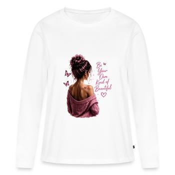 Belle - T-shirt manches longues Premium bio Femme - blanc - Devant - Julia (174cm)