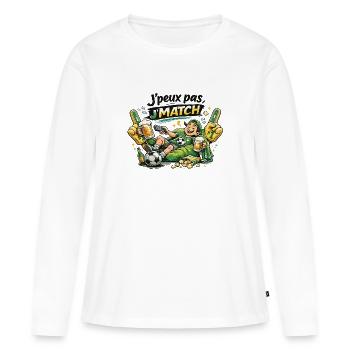 J'match Fête Foot et Bière - T-shirt manches longues Premium bio Femme - blanc - Devant - Julia (174cm)