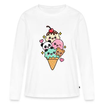 Glaces kawaii  - T-shirt manches longues Premium bio Femme - blanc - Devant - Julia (174cm)
