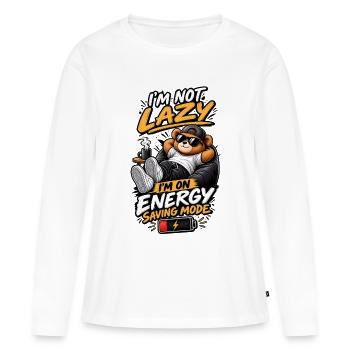 Je ne suis pas paresseux – Mode économie d’énergie - T-shirt manches longues Premium bio Femme - blanc - Devant - Julia (174cm)