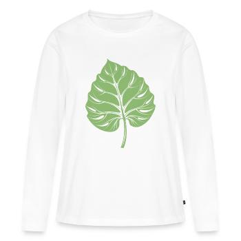 Feuille de taro - T-shirt manches longues Premium bio Femme - blanc - Devant - Julia (174cm)