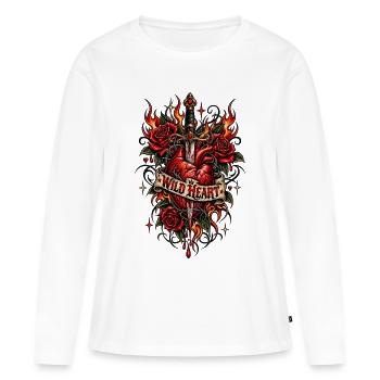 Wild Heart – Tattoo Edition - T-shirt manches longues Premium bio Femme - blanc - Devant - Julia (174cm)