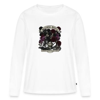 Bouquet gothique de fleurs nocturnes - T-shirt manches longues Premium bio Femme - blanc - Devant - Julia (174cm)