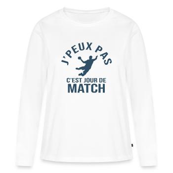 handball je peux pas c est match de hand - T-shirt manches longues Premium bio Femme - blanc - Devant - Julia (174cm)