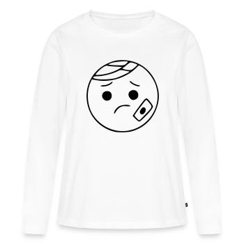 Emoji sketch blesse noir - T-shirt manches longues Premium bio Femme - blanc - Devant - Julia (174cm)