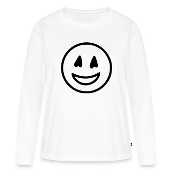 Emoji Skizze glücklich schwarz - Women's Premium Organic Long Sleeve Shirt - white - Front - Julia (174cm)