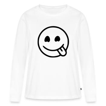 Emoji Skizze hungrig schwarz - Women's Premium Organic Long Sleeve Shirt - white - Front - Julia (174cm)