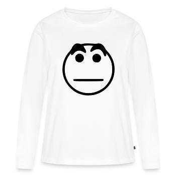 Emoji esquisse noir neutre - T-shirt manches longues Premium bio Femme - blanc - Devant - Julia (174cm)