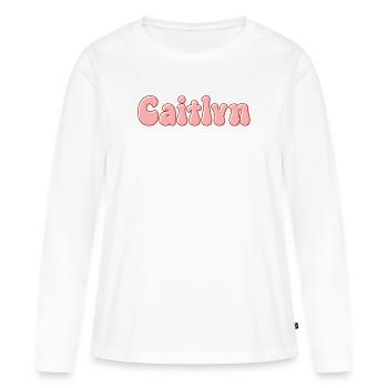 Nom Fille Caitlyn Rétro Prénom Caitlyn Couple - T-shirt manches longues Premium bio Femme - blanc - Devant - Julia (174cm)