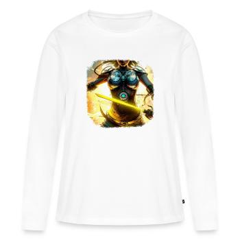 Héroïne de jeu avec épée - T-shirt manches longues Premium bio Femme - blanc - Devant - Julia (174cm)