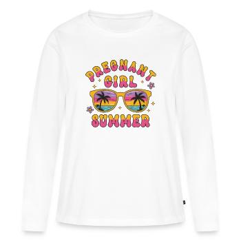 Sommer Schwangerschaftsdesign Für Bald Mamis - Frauen Premium Bio Langarmshirt - Weiß - Vorne - Julia (174cm)