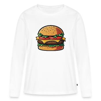 Hamburger Burger Fast-food Junkfood Cheese Meat - T-shirt manches longues Premium bio Femme - blanc - Devant - Julia (174cm)