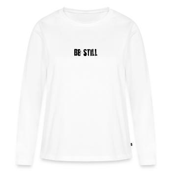 Sei still - Frauen Premium Bio Langarmshirt - Weiß - Vorne - Julia (174cm)