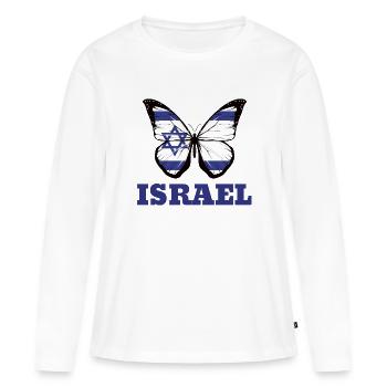 Israel Flagge Schmetterling - Frauen Premium Bio Langarmshirt - Weiß - Vorne - Julia (174cm)