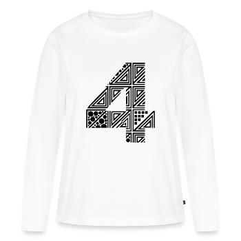 4 number four - T-shirt manches longues Premium bio Femme - blanc - Devant - Julia (174cm)