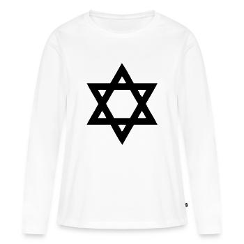 davidstern - Frauen Premium Bio Langarmshirt - Weiß - Vorne - Julia (174cm)