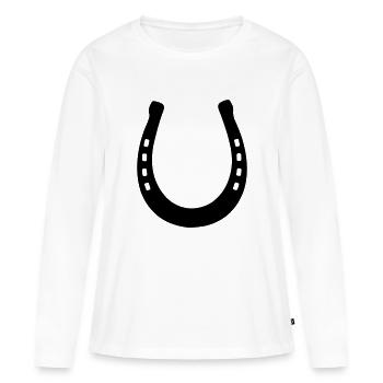 Fer à cheval - T-shirt manches longues Premium bio Femme - blanc - Devant - Julia (174cm)