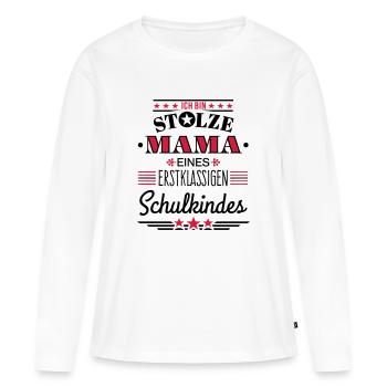 Stolze Mama - erstklassiges Schulkind - Frauen Premium Bio Langarmshirt - Weiß - Vorne - Julia (174cm)