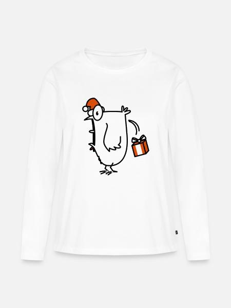 christmas chick Weihnacht Huhn - Frauen Premium Bio Langarmshirt - Weiß