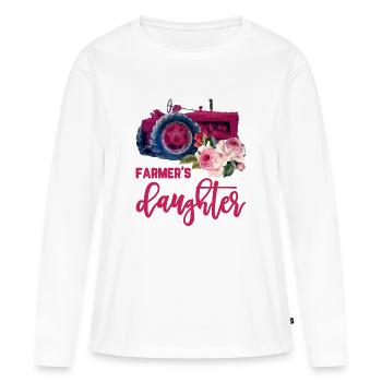 Fille d’agriculteur - T-shirt manches longues Premium bio Femme - blanc - Devant - Julia (174cm)