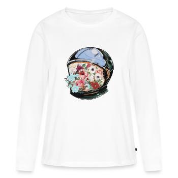 In Blüte - Frauen Premium Bio Langarmshirt - Weiß - Vorne - Julia (174cm)