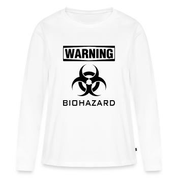 avertissement de risque biologique - T-shirt manches longues Premium bio Femme - blanc - Devant - Julia (174cm)