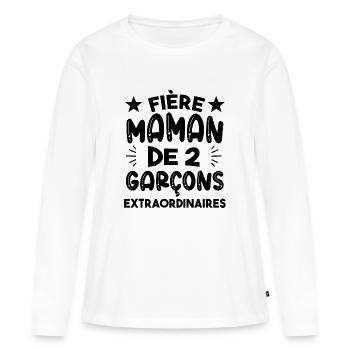 Fière maman de 2 garçons extraordinaire - T-shirt manches longues Premium bio Femme - blanc - Devant - Julia (174cm)