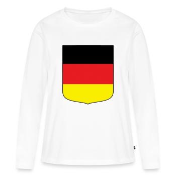 Allemagne (frontière noire) - T-shirt manches longues Premium bio Femme - blanc - Devant - Julia (174cm)