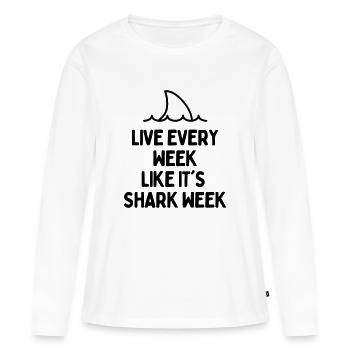 VIVEZ CHAQUE SEMAINE COMME SA SEMAINE REQUIN - T-shirt manches longues Premium bio Femme - blanc - Devant - Julia (174cm)