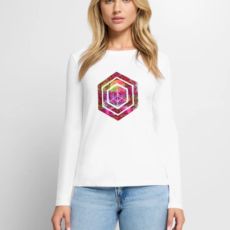 Codage géométrique du programmeur de programmation hexagonale T-shirt manches longues Premium bio Femme
