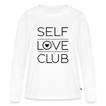 Club d’amour de soi - T-shirt manches longues Premium bio Femme - blanc - Devant - Julia (174cm)
