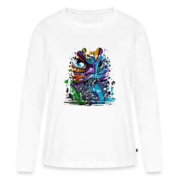 Graffiti-Street-Art-Sprühfarben, cooler Künstler im Retro-Stil - Frauen Premium Bio Langarmshirt - Weiß - Vorne - Julia (174cm)