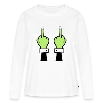 zombie hand mittelfinger 2 - Frauen Premium Bio Langarmshirt - Weiß - Vorne - Julia (174cm)