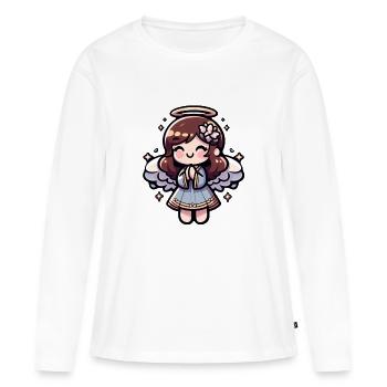 Ange Anime Chérubin - angélique, kawaii - T-shirt manches longues Premium bio Femme - blanc - Devant - Julia (174cm)