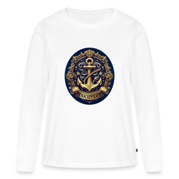 Skipper Logo - T-shirt manches longues Premium bio Femme - blanc - Devant - Julia (174cm)