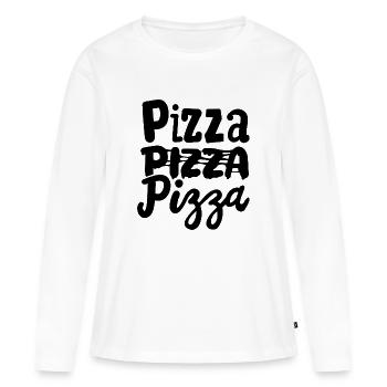 PIZZA PIZZA PIZZA - T-shirt manches longues Premium bio Femme - blanc - Devant - Julia (174cm)