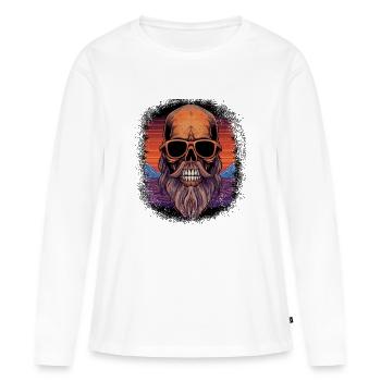 Amant barbe Drôles Dictons Boucle d’oreille Cadeau d’anniversaire - T-shirt manches longues Premium bio Femme - blanc - Devant - Julia (174cm)
