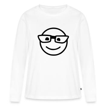 Emoji Skizze Brille schwarz - Women's Premium Organic Long Sleeve Shirt - white - Front - Julia (174cm)