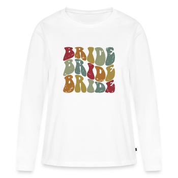 Retro Braut Matching Paar Verlobung Hochzeit - Frauen Premium Bio Langarmshirt - Weiß - Vorne - Julia (174cm)