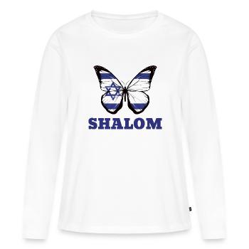 Israel Flagge Shalom - Frauen Premium Bio Langarmshirt - Weiß - Vorne - Julia (174cm)