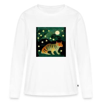 Tigre au clair de lune - T-shirt manches longues Premium bio Femme - blanc - Devant - Julia (174cm)