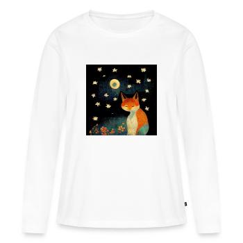 Renard au clair de lune - T-shirt manches longues Premium bio Femme - blanc - Devant - Julia (174cm)