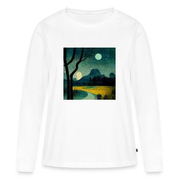 La Nuit - T-shirt manches longues Premium bio Femme - blanc - Devant - Julia (174cm)