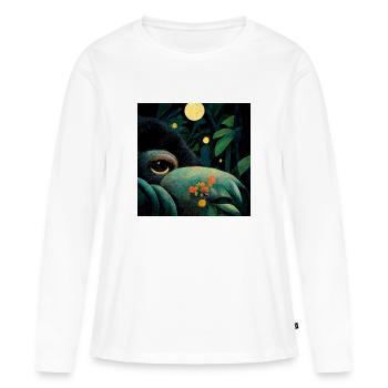 Toucan au clair de lune - T-shirt manches longues Premium bio Femme - blanc - Devant - Julia (174cm)