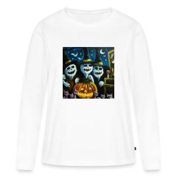 Der Kürbisball - Frauen Premium Bio Langarmshirt - Weiß - Vorne - Julia (174cm)